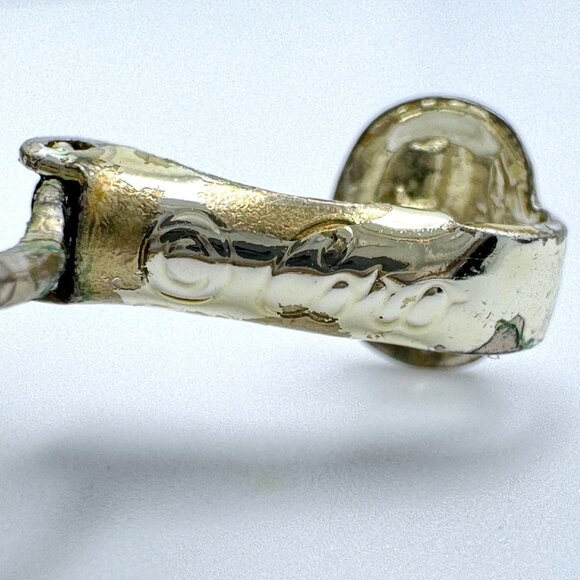 Coro Vintage Clip-On Earrings Gold Tone With Rhinestone Floral Design - Picture 4 of 7